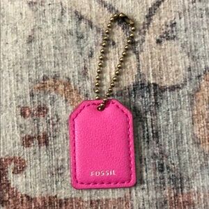 Fossil Pink Leather Tag Keychain hang tag Fob replacement